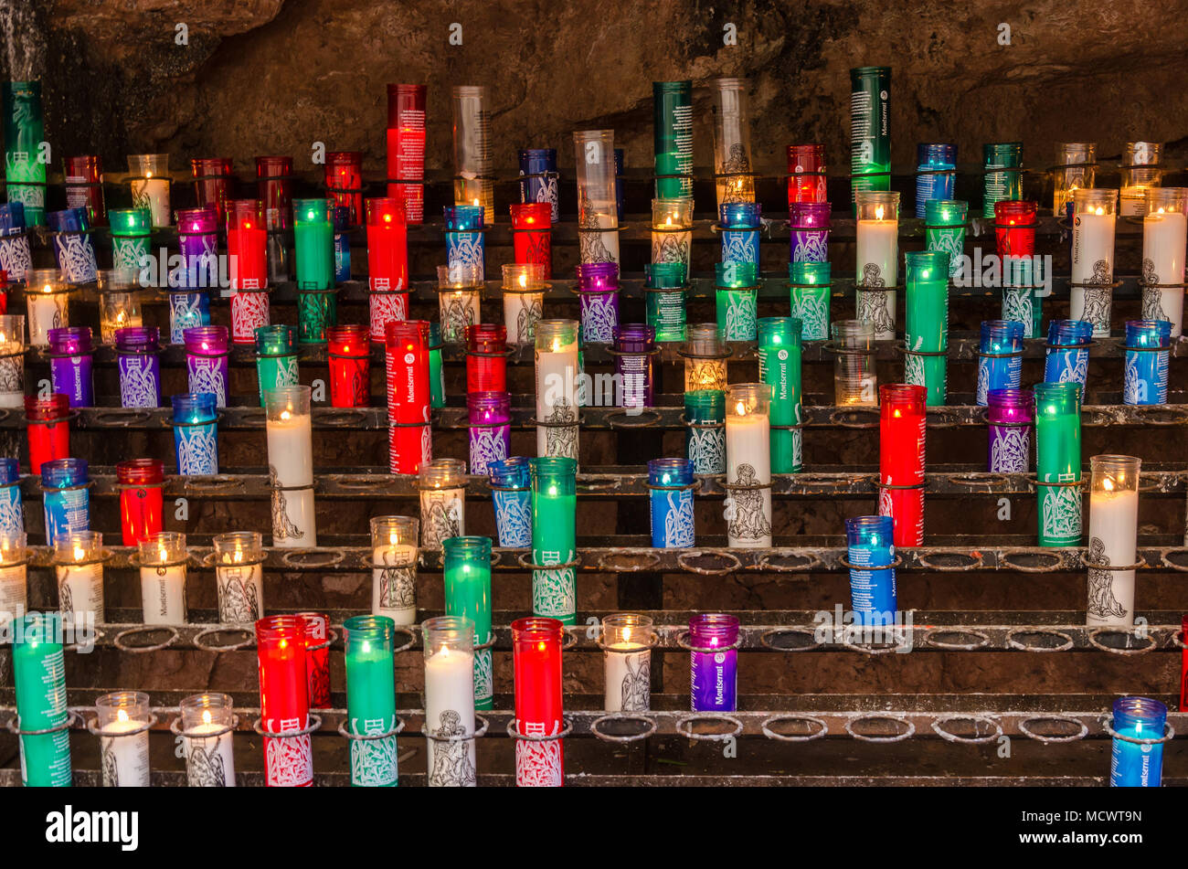Candles burning at the abbey at Montserrat in Saint in memory of loved