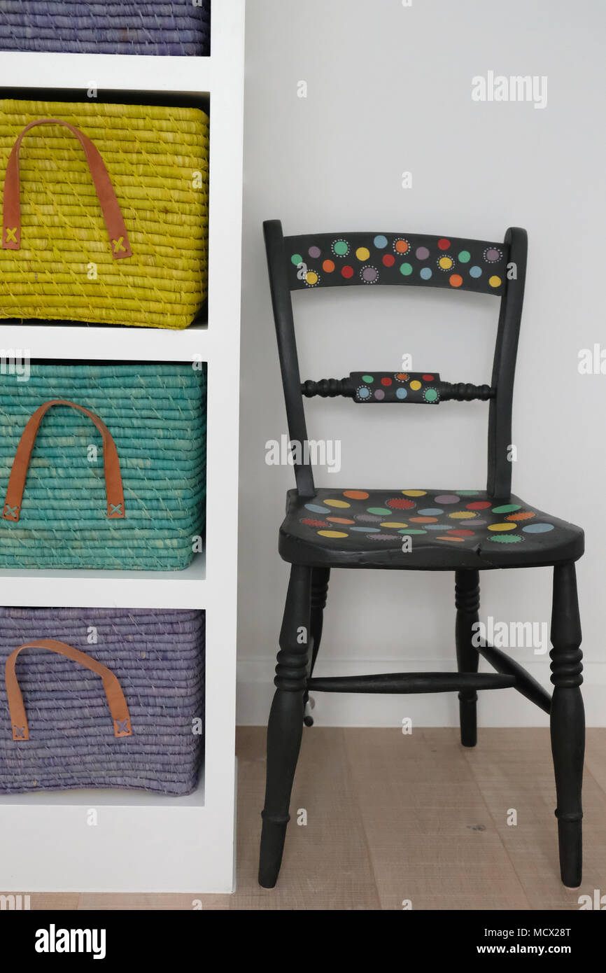 Hand painted chair, chalk painted furniture, Painted with Annie Sloan paint. Stock Photo