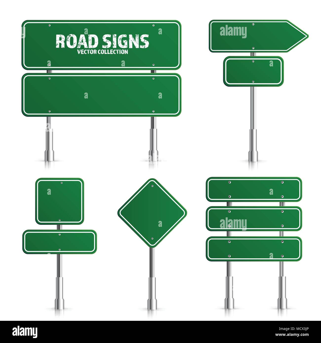 Road Green Traffic Sign Blank Board With Place For Text Mockup Isolated On White Information Sign Direction Vector Illustration Stock Vector Image Art Alamy