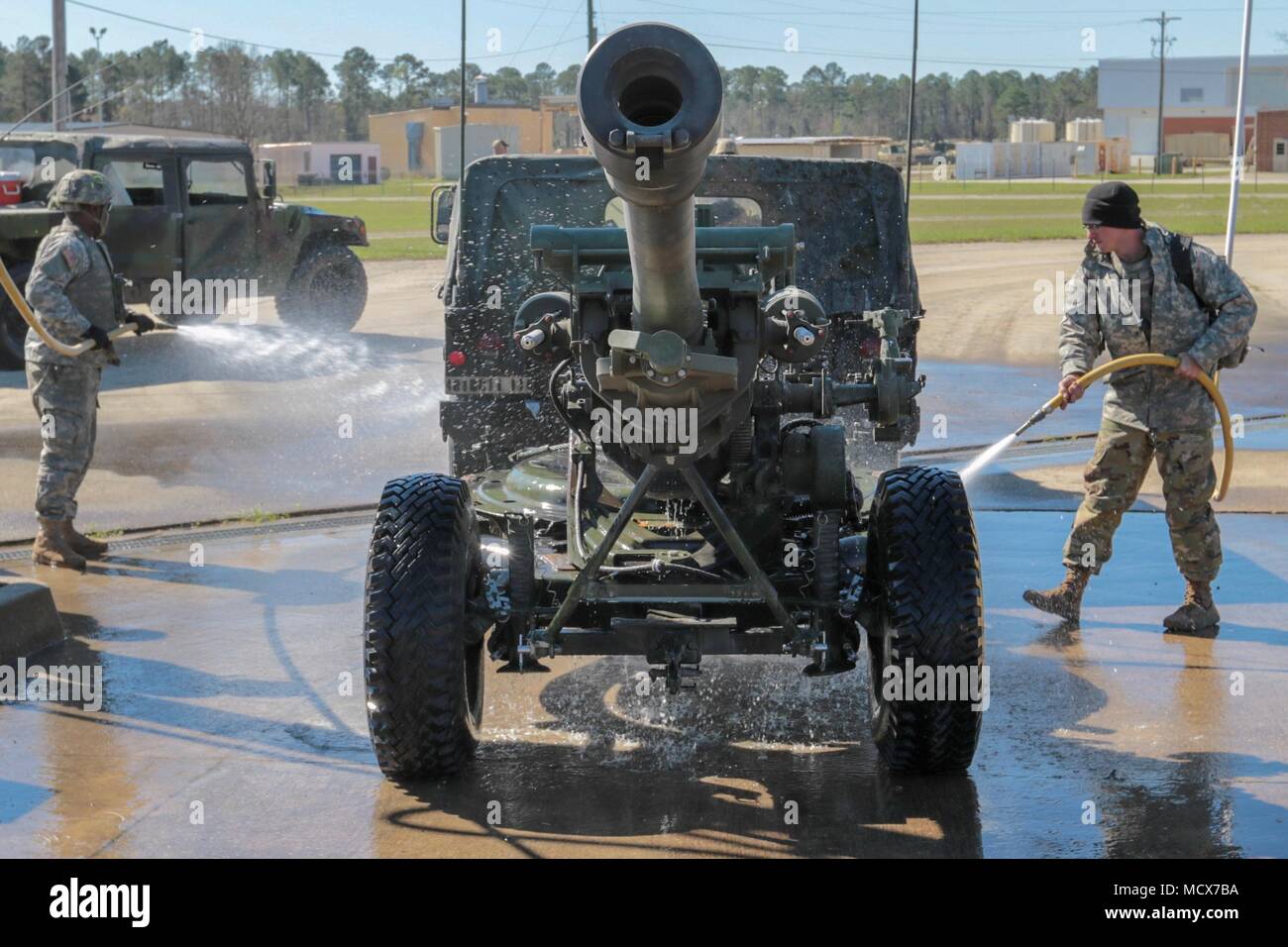 Fort Stewart, Ga., March 4, 2018 Alpha Battery, 1st Battalion, 118th Field Artillery prepare