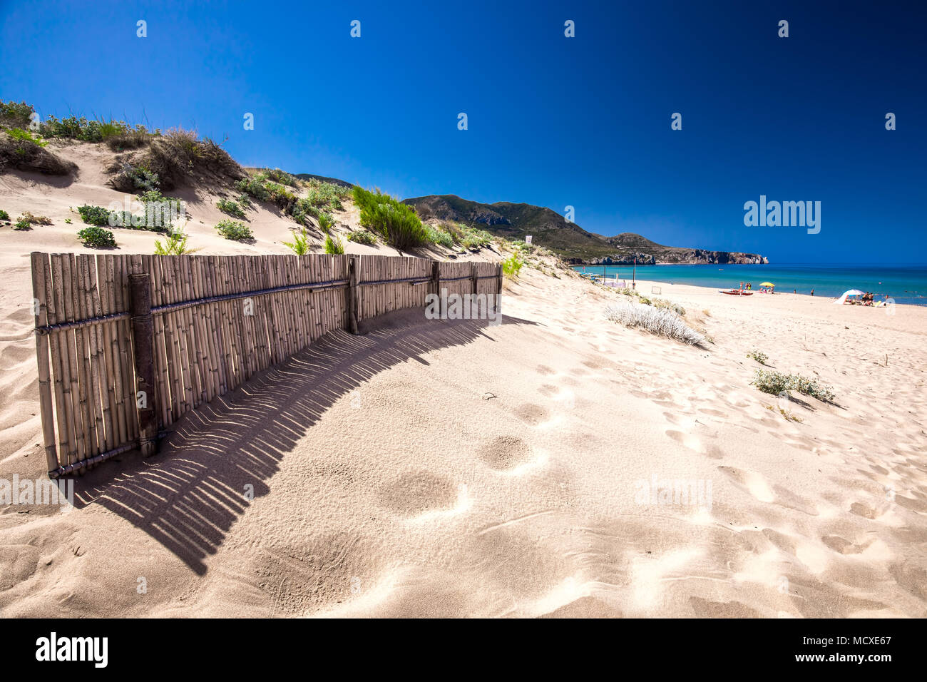Spiaggia di San Nicolo and Spiaggia di Portixeddu beach in San Nicolo town, Costa Verde