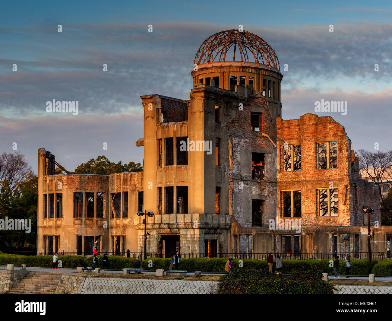 Hiroshima A-Bomb Dome Japan, the Product Exhibition Hall building was designed by the Czech architect Jan Letzel now the Hiroshima Peace Memorial Dome Stock Photo