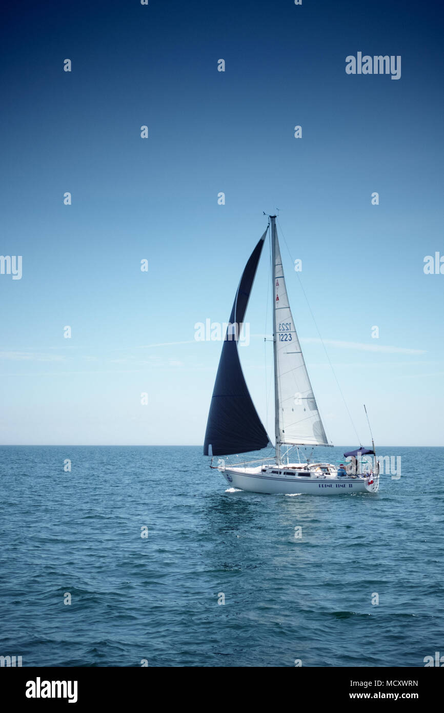 Sailboat cruising on sea, Toronto, Canada Stock Photo - Alamy