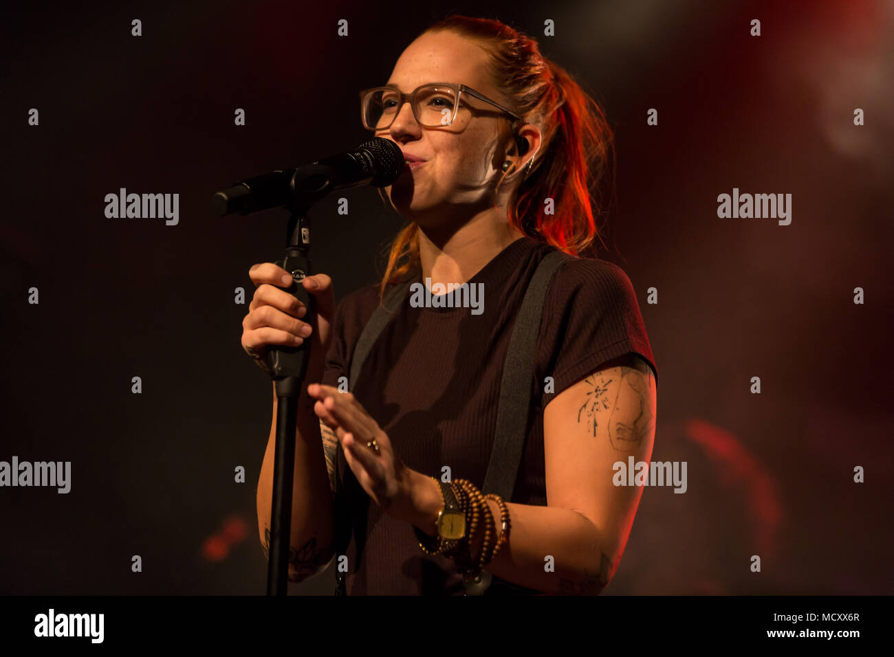 The Swiss singer and songwriter Stefanie Heinzmann live at the Schüür Lucerne, Switzerland Stock Photo