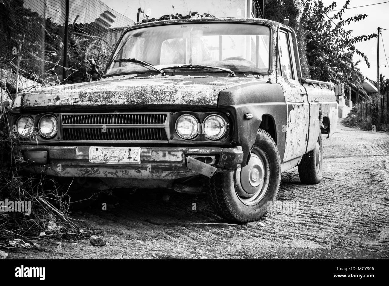 Old car parked on street Stock Photo Alamy
