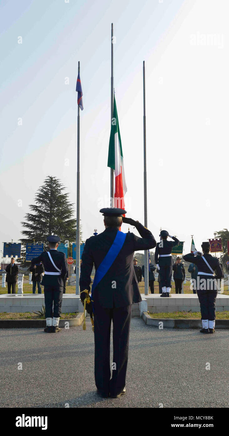 The Italian Royal Air Force was created on March 28, 1923, which became the Aeronautica Militare (Italian Air Force) later. Brig. Gen. Lance Landrum, 31st Fighter Wing commander, attended the ceremony commemorating the event. Stock Photo
