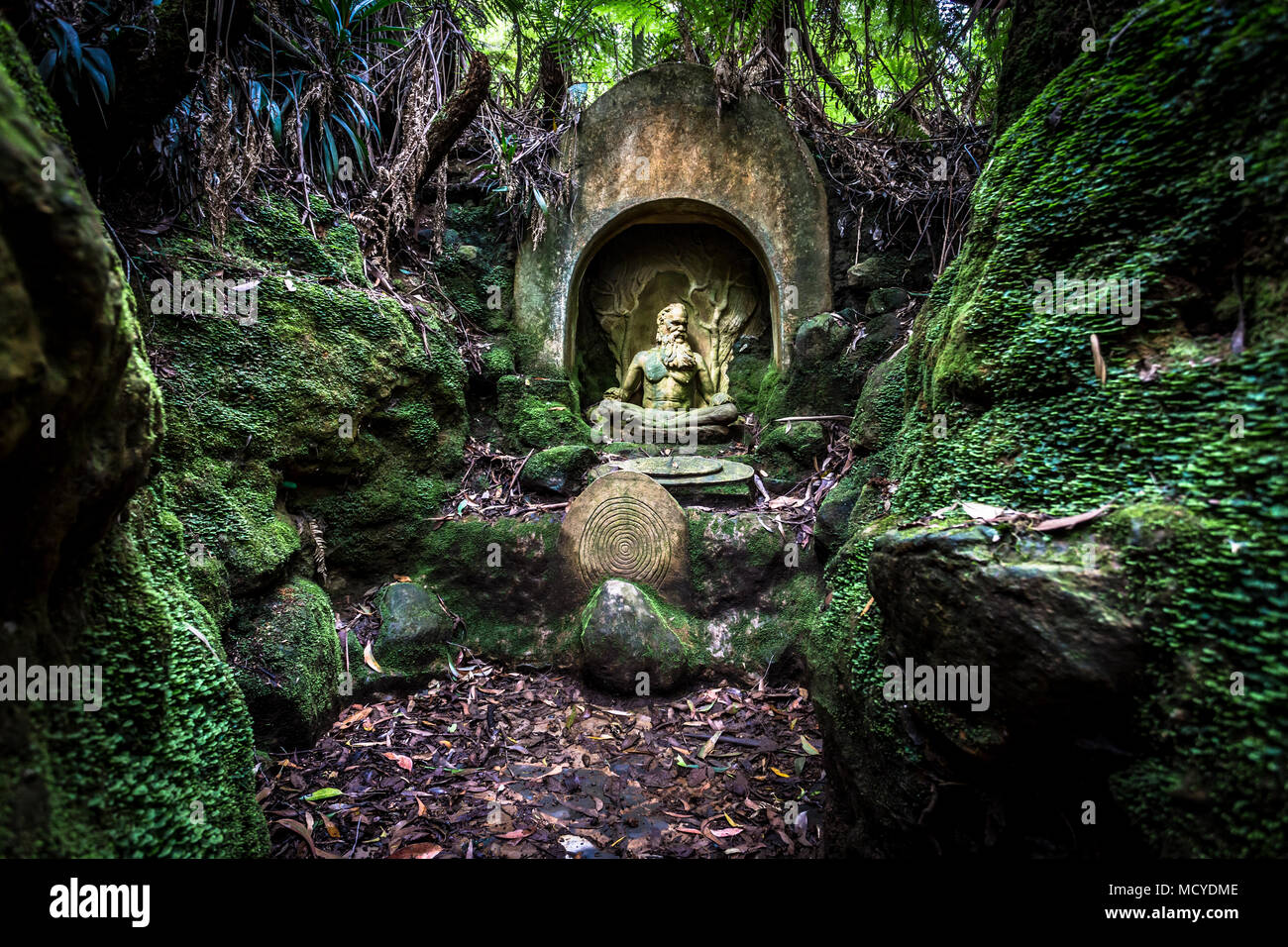 Figurine in forest of Dandenong mountain ranges of Melbourne Australia William Ricketts Australasia Stock Photo