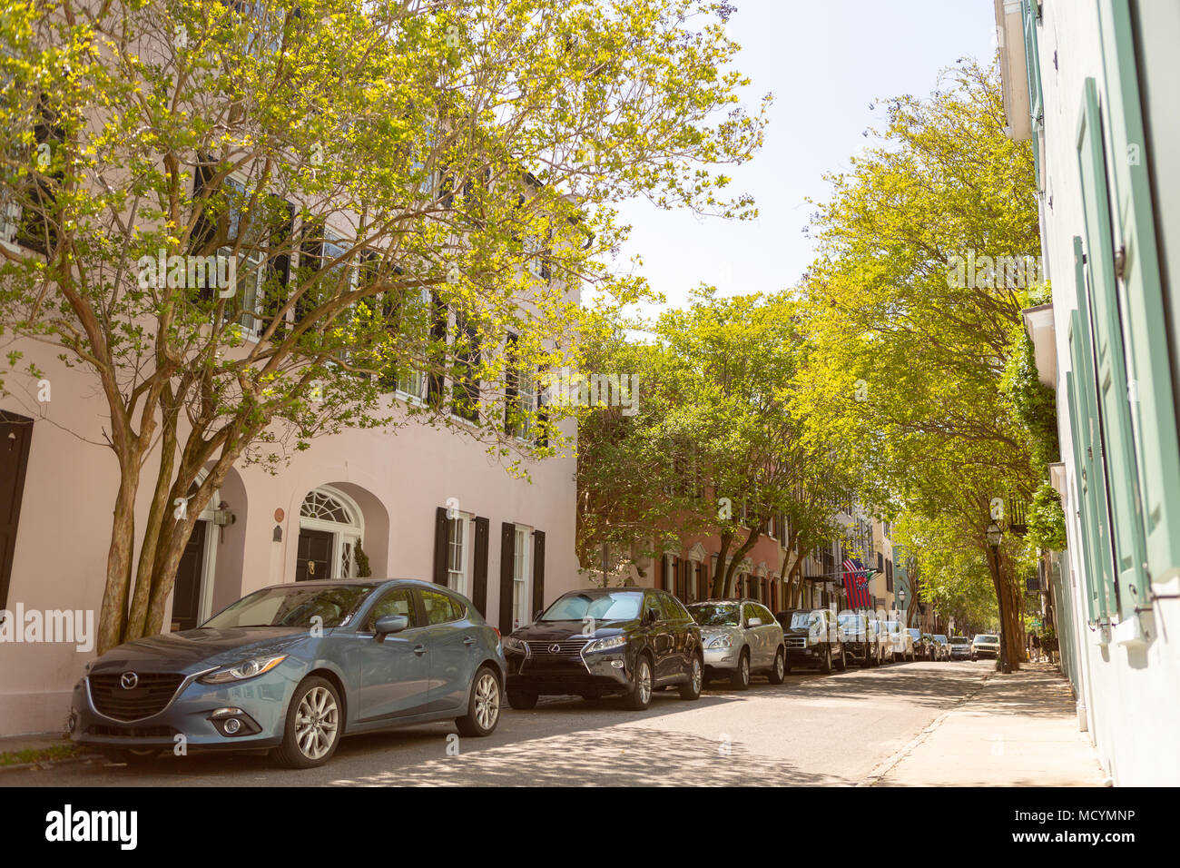 Rainbow Row, Charleston, South Carolina, USA Stock Photo