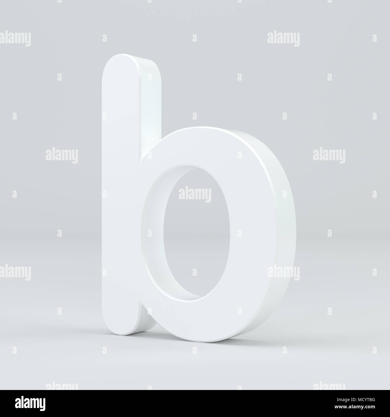 White small letter B on studio light background. 3d rendering. Stock Photo