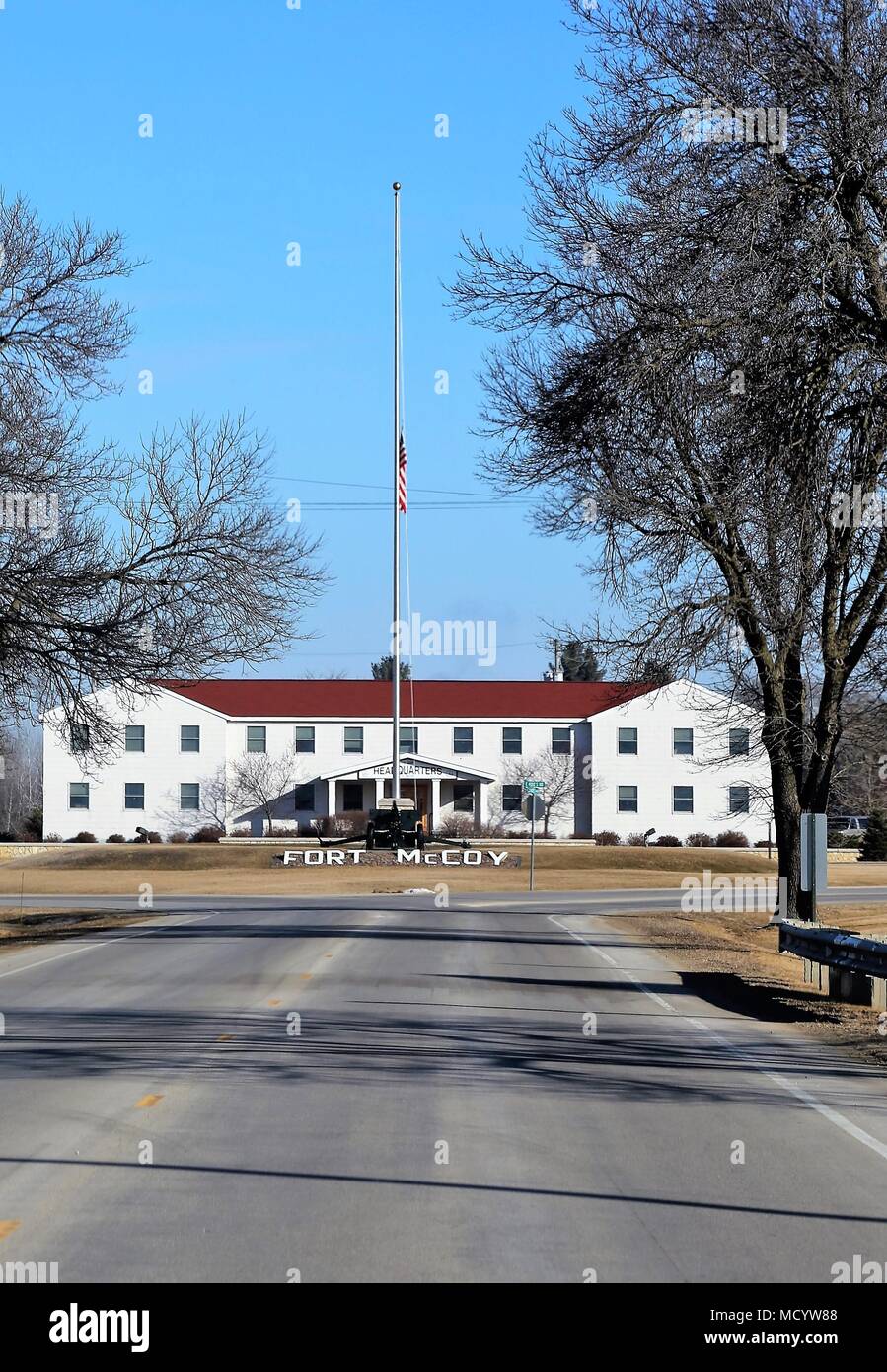 The flag of the United States of America flies at half staff March 2