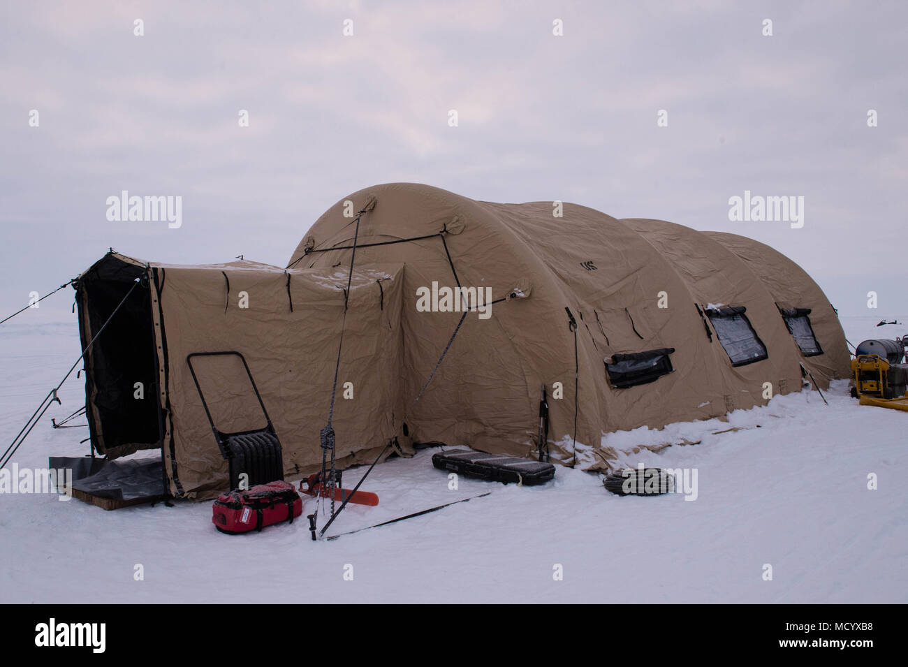 180306-F-SV928-156 Ice Camp Skate (March 6, 2018) – A completed berthing  tent at Ice Camp Skate constructed in support of Ice Exercise (ICEX) 2018.  ICEX 2018 is a five-week exercise that allows