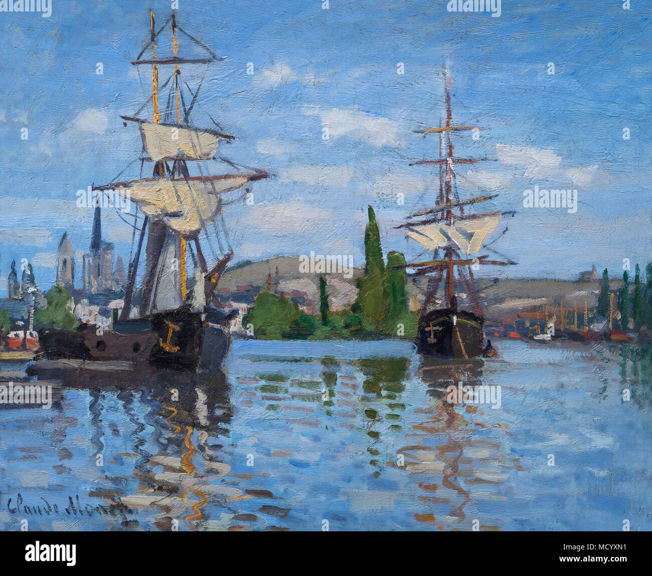 Ships Riding on the Seine at Rouen, Claude Monet,  1872-1873, National Gallery of Art, Washington DC, USA, North America Stock Photo