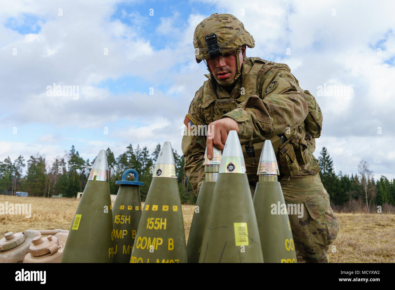 Spc. Ward, a cannon crewmember with Battery B, Field Artillery Squadron, 2nd Cavalry Regiment