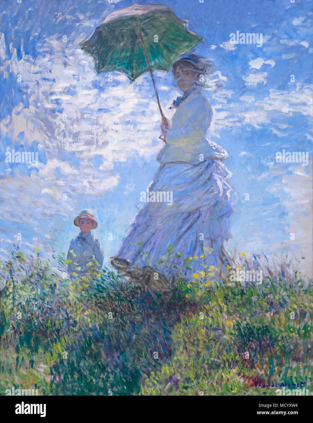 超可爱 Her and Monet Madame Parasol, a with Woman Son, Monet Claude 絵画