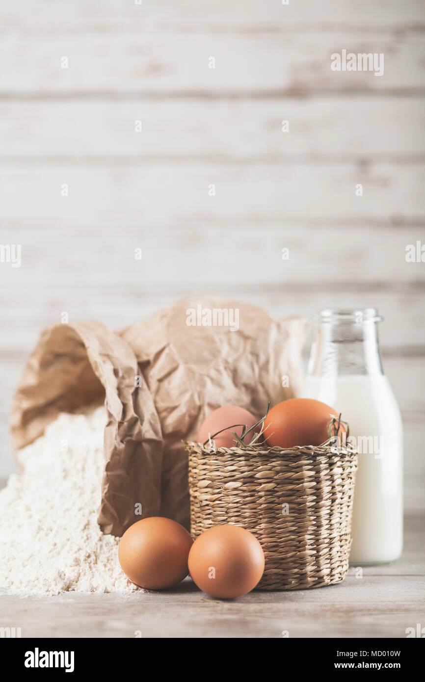 Eggs, flour and milk Stock Photo Alamy
