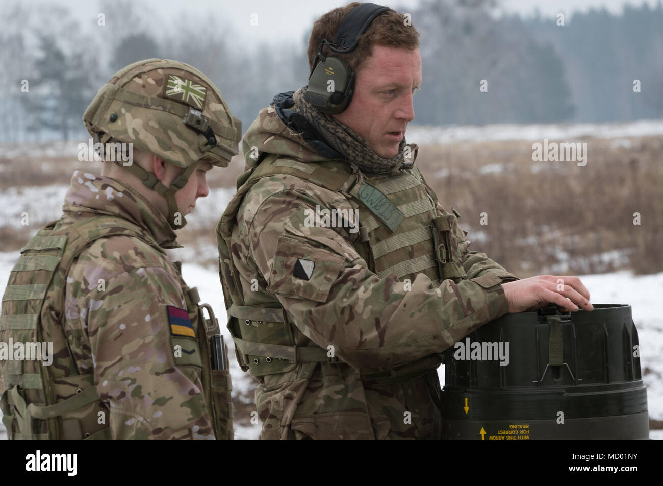 British soldiers assigned to the Light Dragoons unpack their Main 