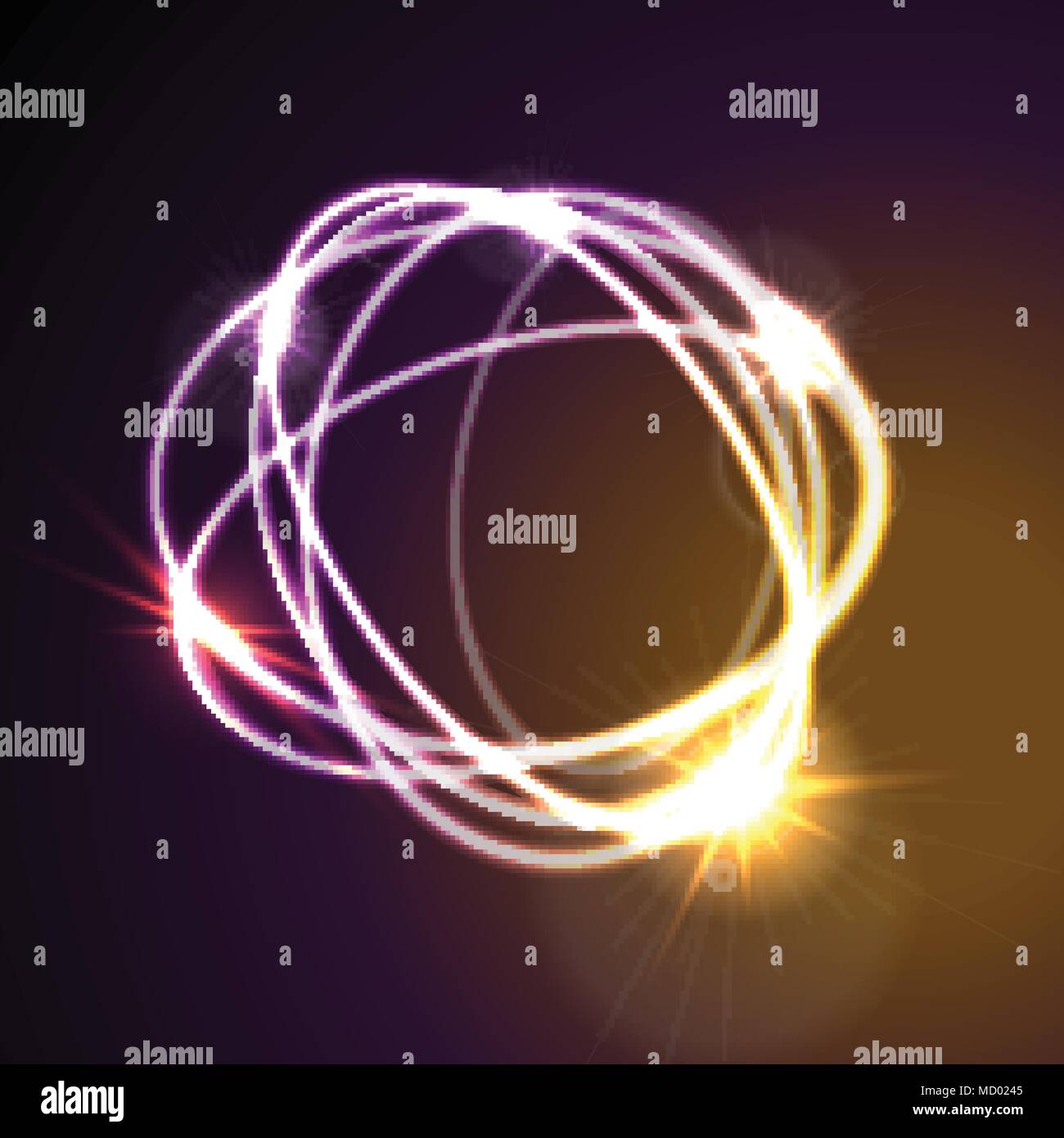 Glowing neon abstract circles shiny background. Energy effect logo vector template design Stock Vector