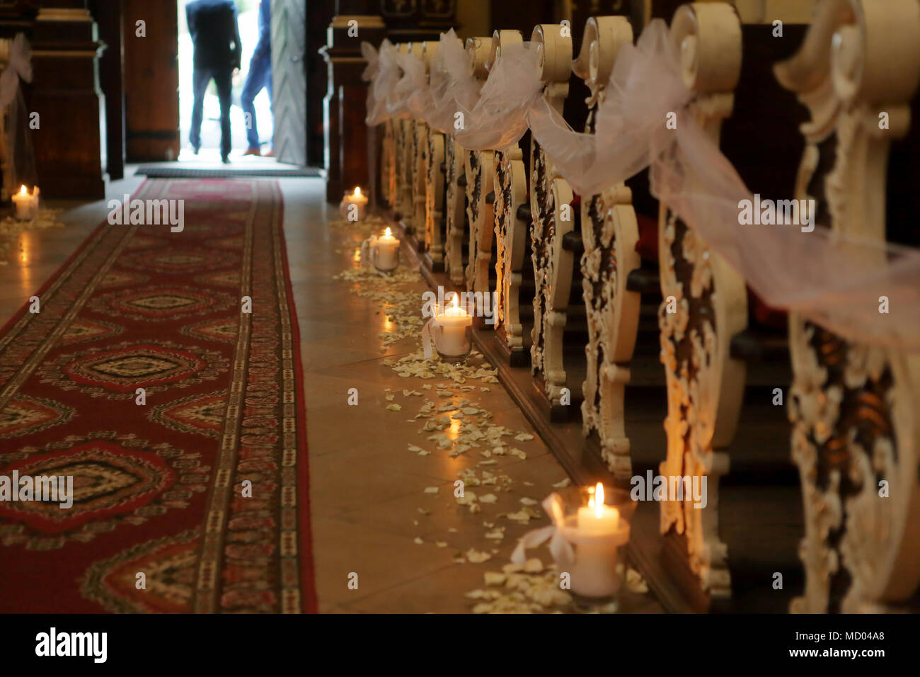 Decoration In The Church Before Wedding Ceremony With Space For