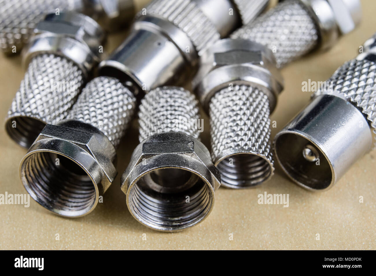 Ftype connector in the enlargement. Accessories used for the