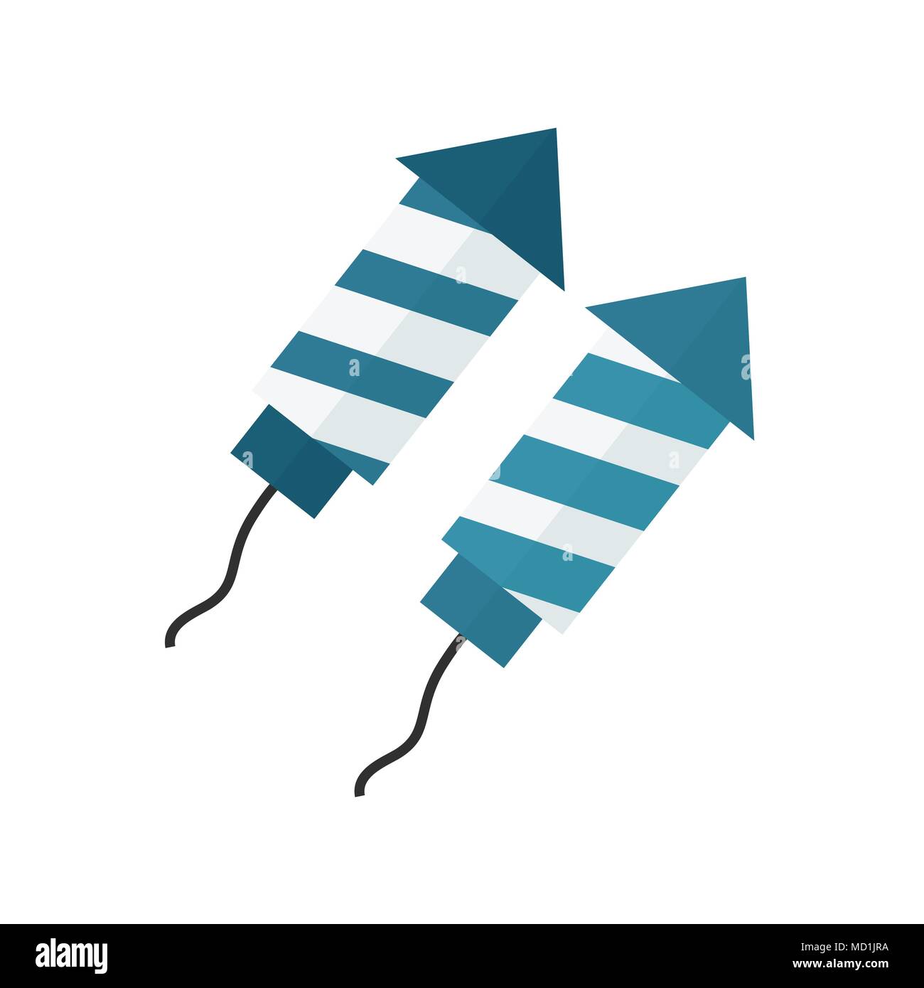 Firework rockets icon in flat design. In white and blue colors for ...
