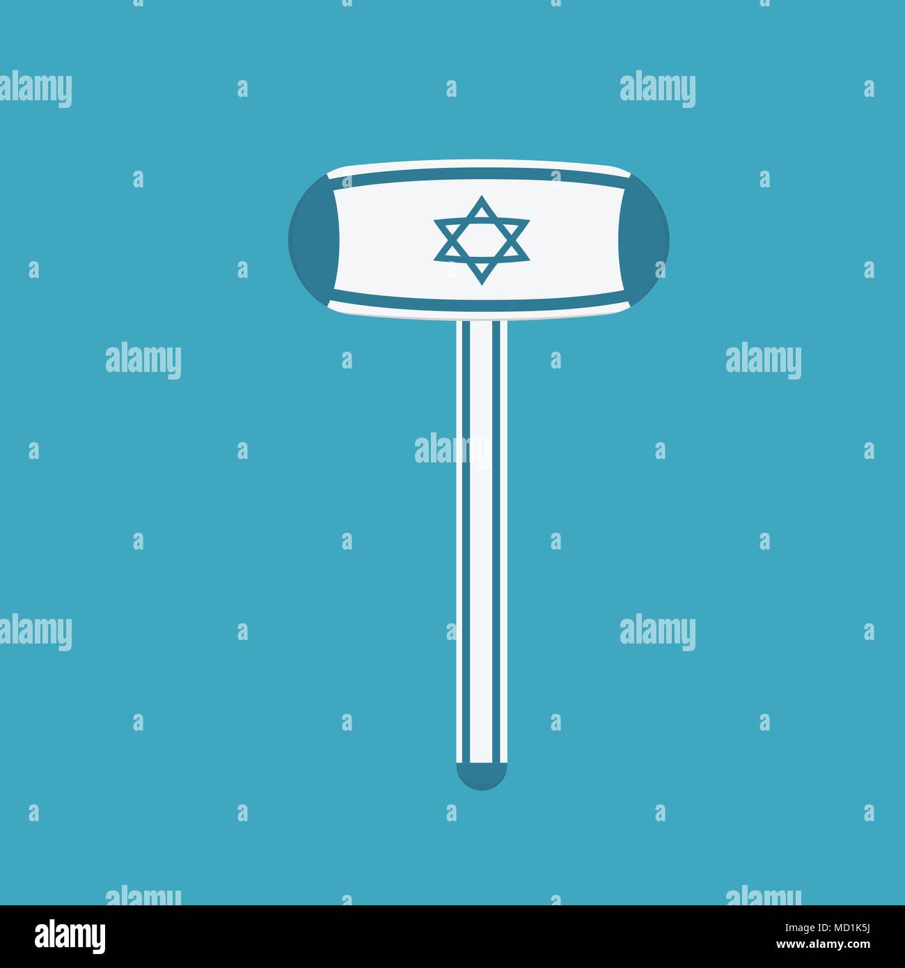 Inflatable hammer with israel flag icon in flat design. Israel Independence Day holiday concept. Stock Vector