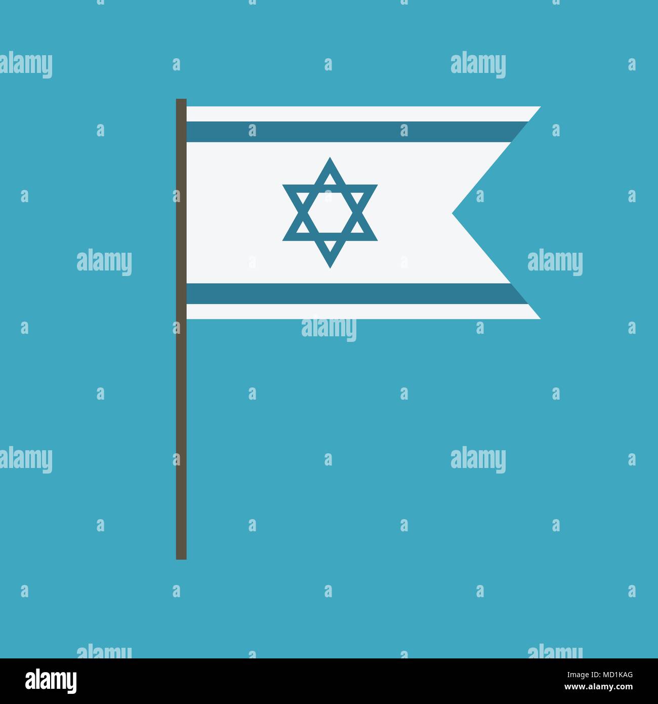 Israel flag icon in flat long shadow design. Israel Independence Day holiday concept. Stock Vector