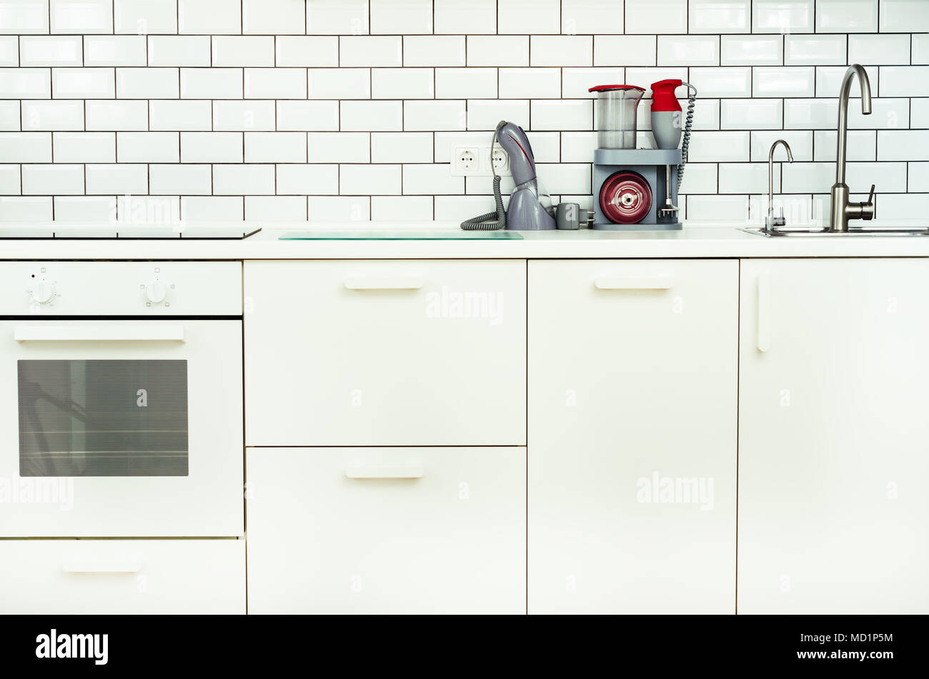 Household Appliances in Modern Kitchen Stock Photo - Image of wall