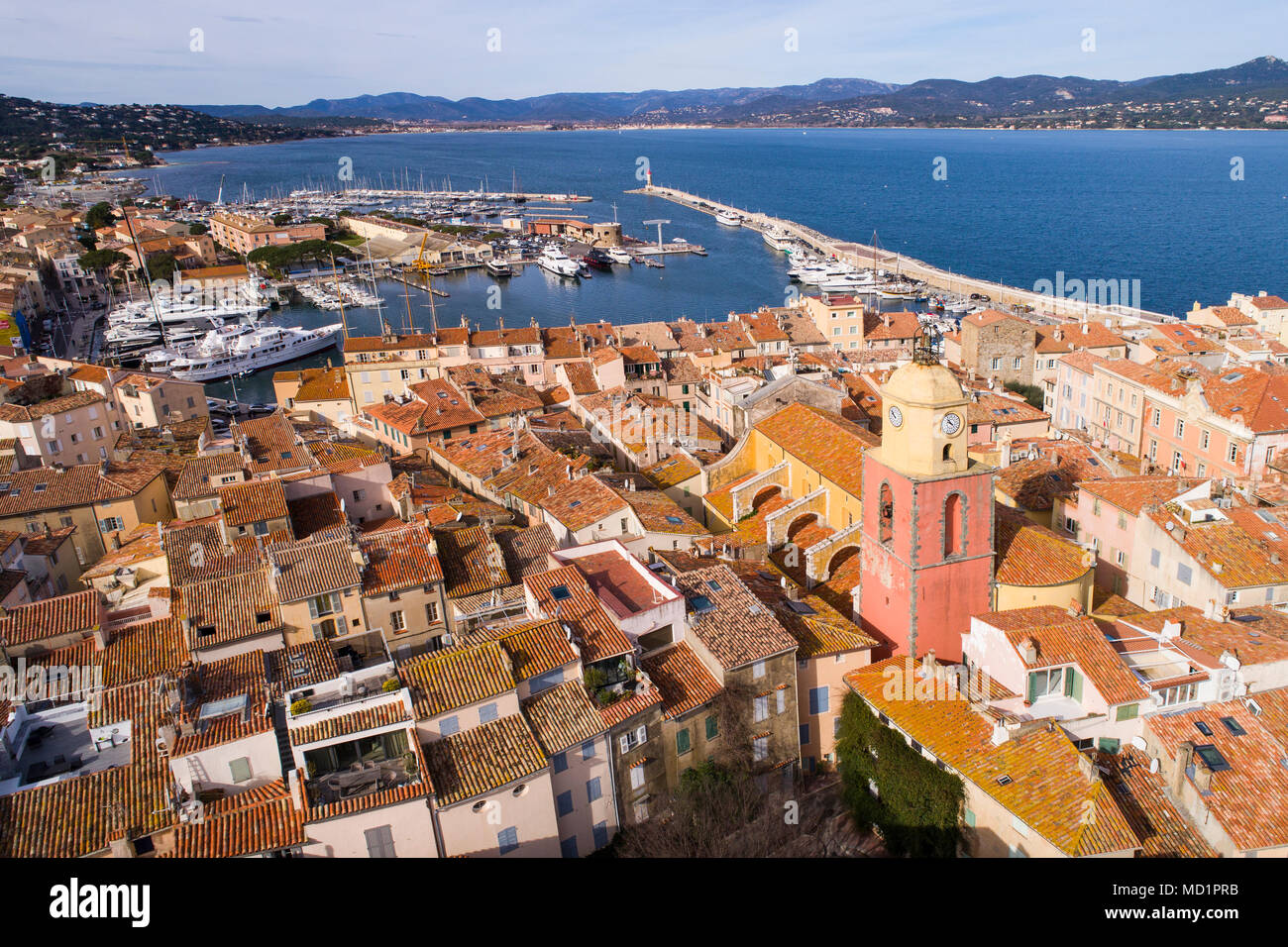 France, Aerial view of St Tropez, Stock Photo