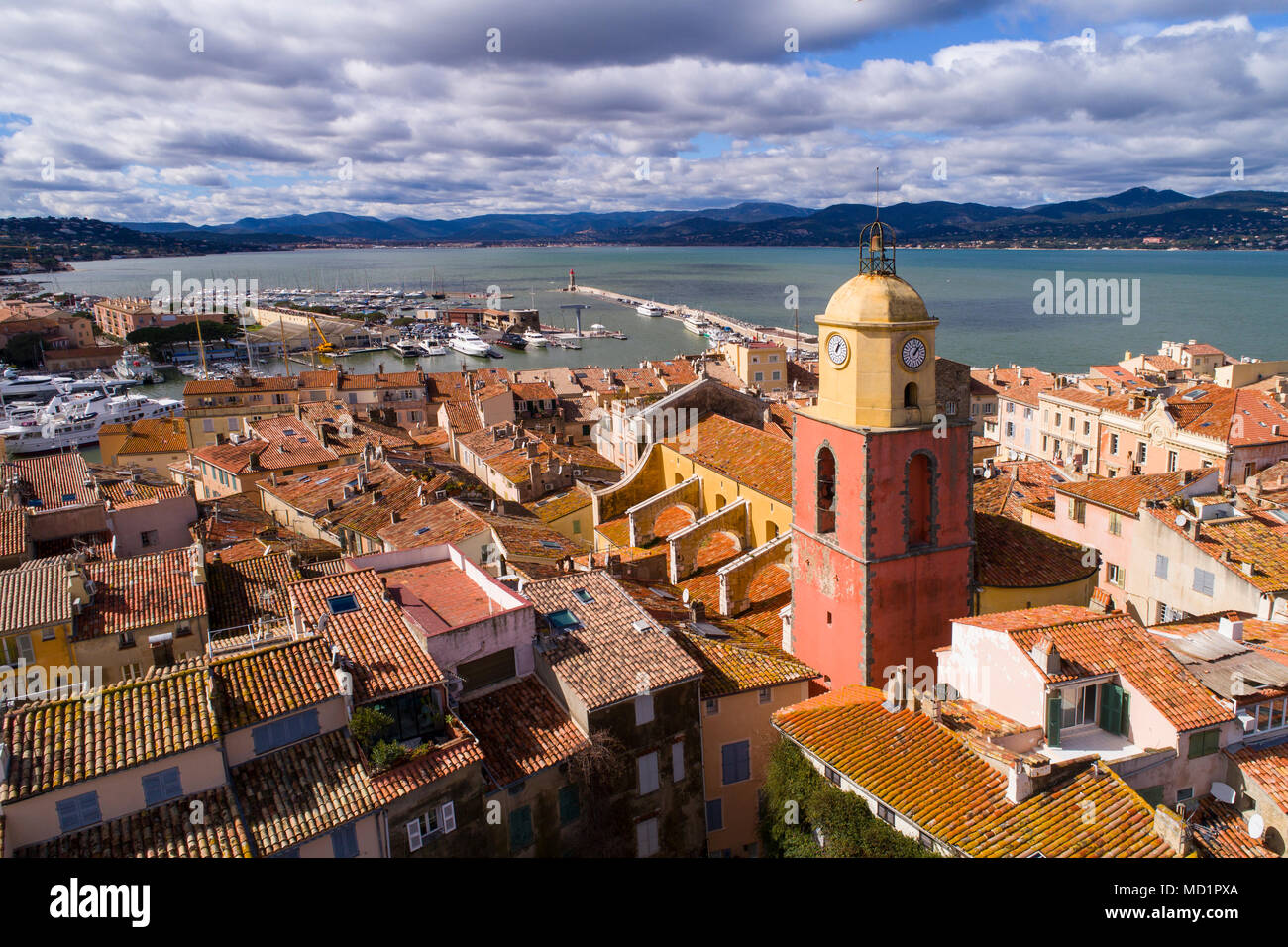 France, Aerial view of St Tropez, Stock Photo