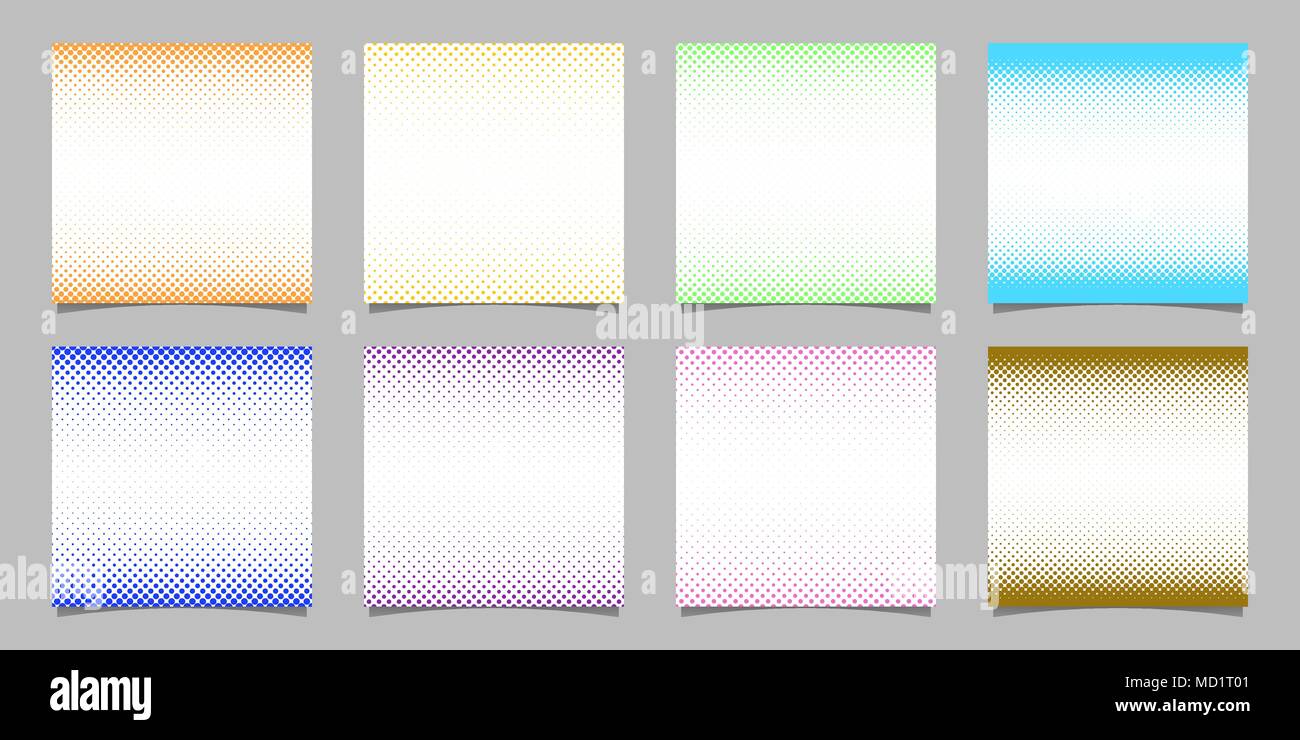 Geometric halftone dot pattern background set - vector graphic with ...