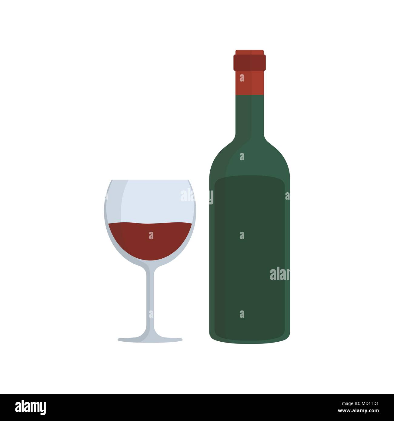 Wine bottle & glass flat design icon Stock Vector Image & Art - Alamy
