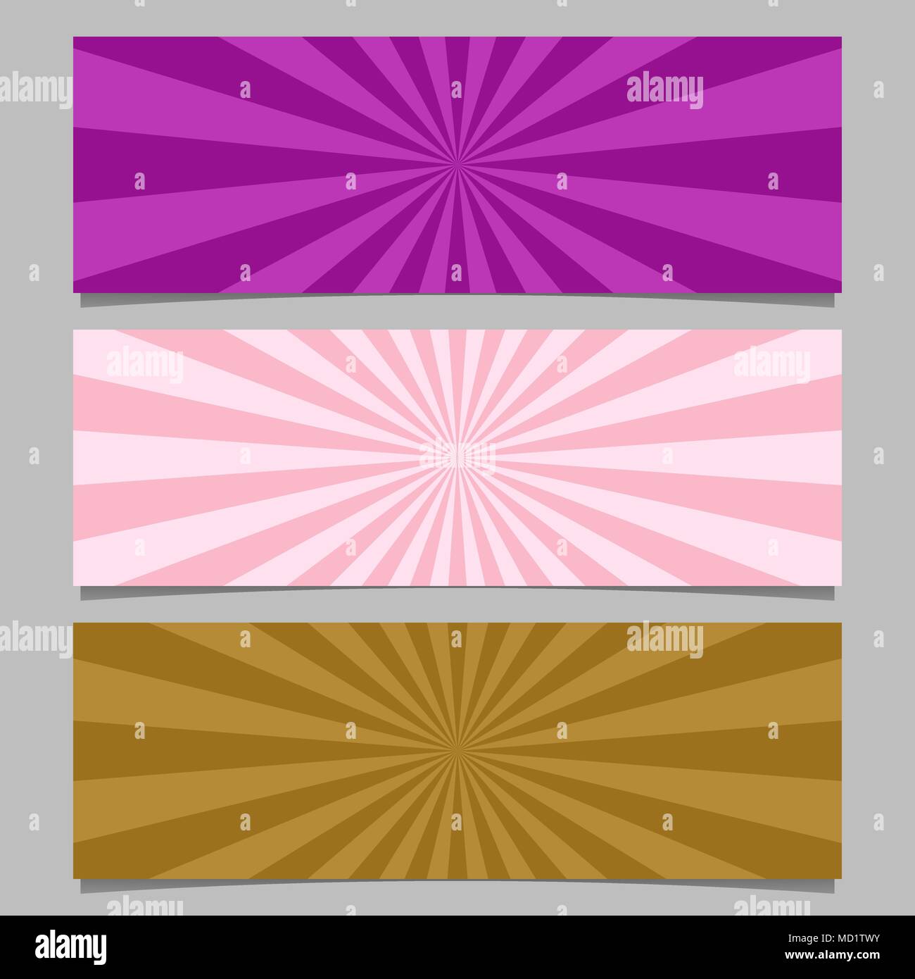 Colorful ray burst banner template set Stock Vector