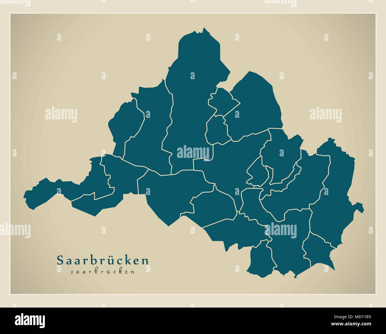 Modern City Map Saarbrucken City Of Germany With Boroughs De