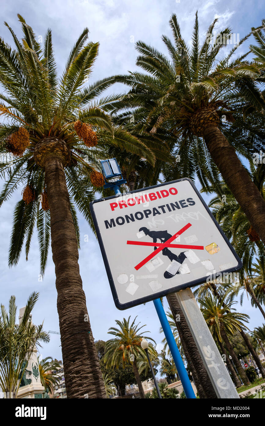 NO SKATE BOARDING SIGN, CARTAGENA SPAIN Stock Photo