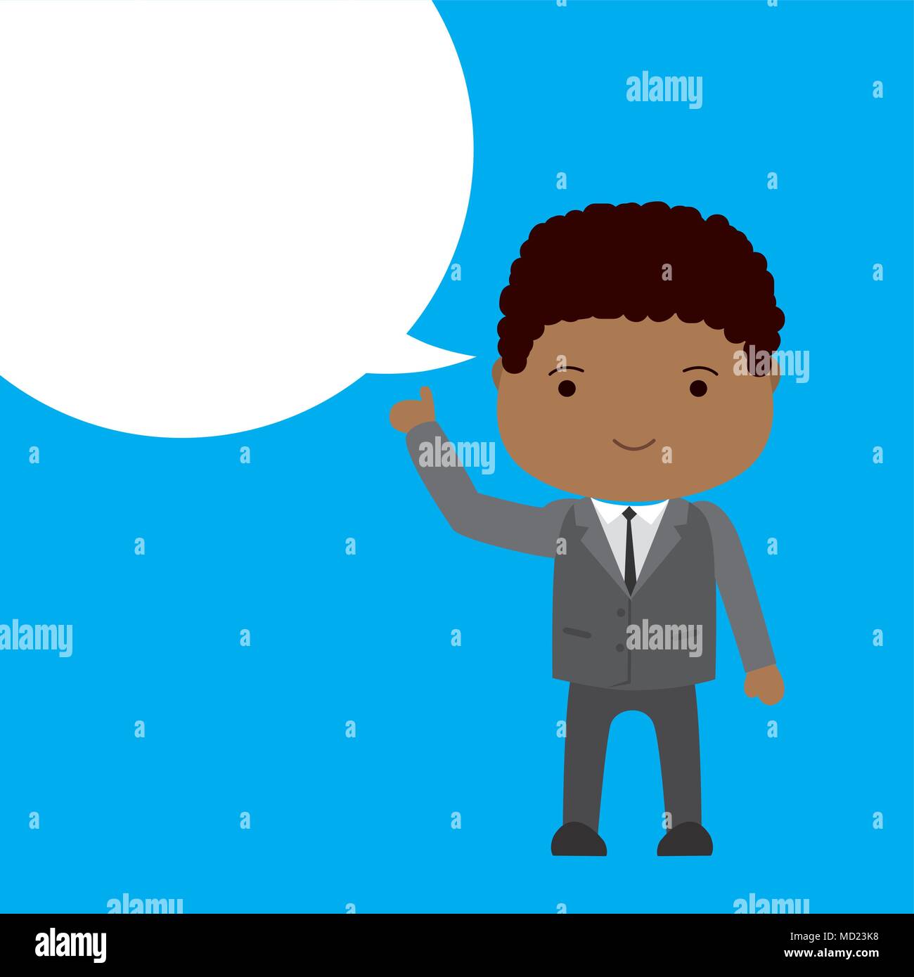 African american Businessman with bubble speech, cartoon vector illustration Stock Vector