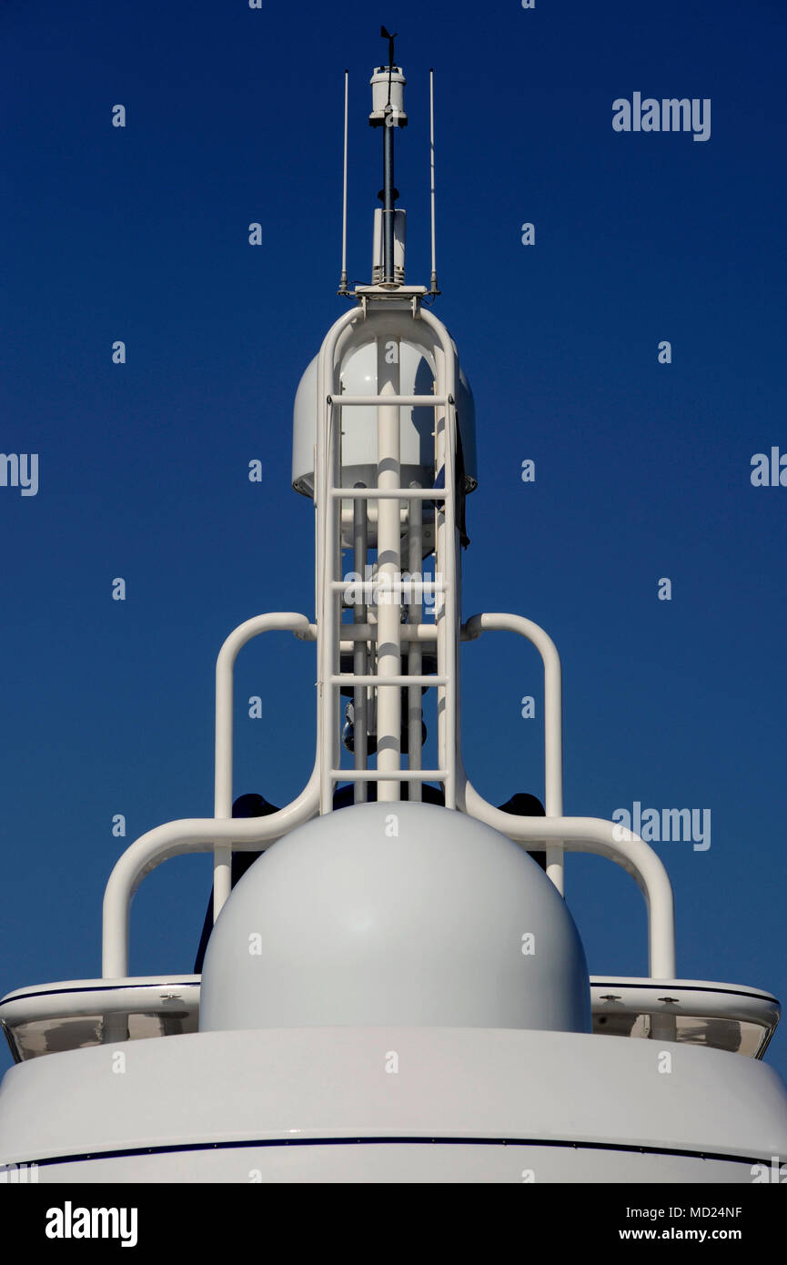 YACHTS AND SUPER YACHTS ANTENNA MAST SATELLITES DOMES BOATS RADARS