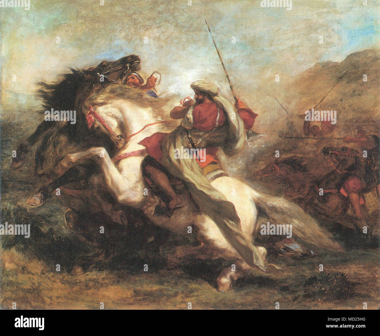 Delacroix Eugène - Collision of Arab Horsemen Stock Photo