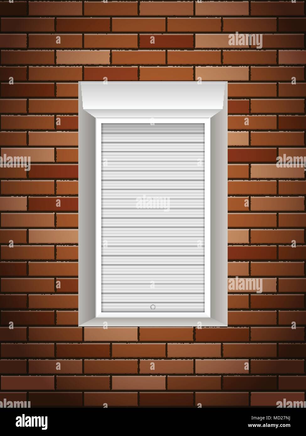 Windows with rolling shutters on brick wall Stock Vector