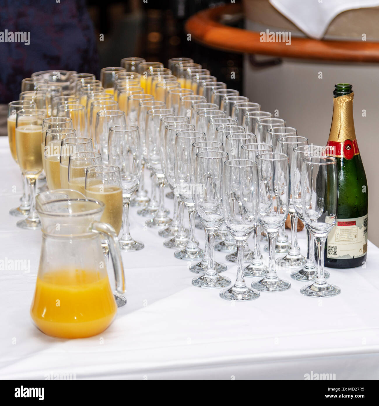 champagne and orange juice at a wedding reception Stock Photo Alamy