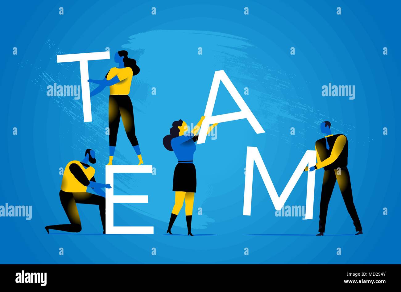 People work together on a great idea Stock Vector