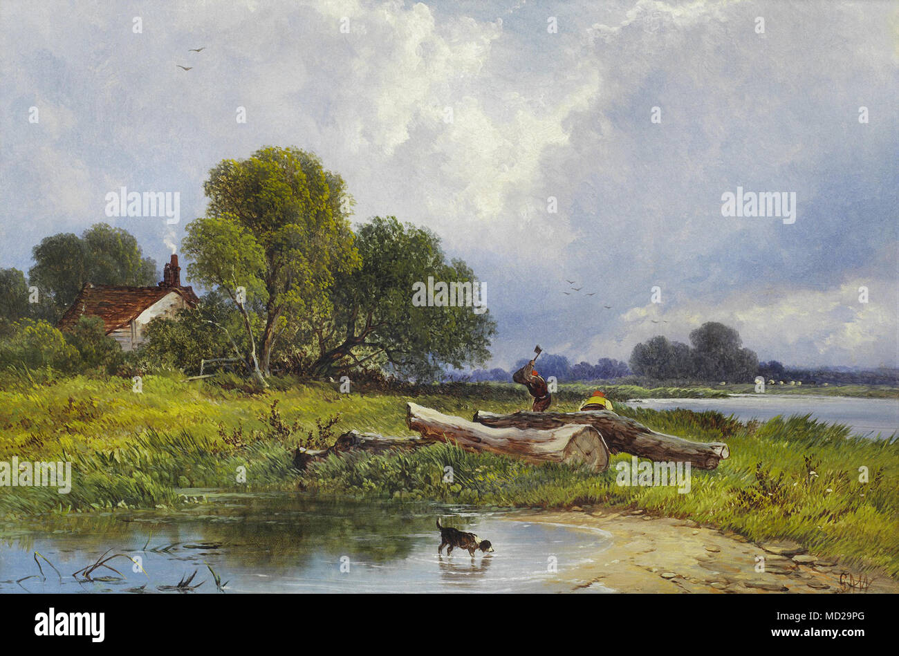 Williams George Augustus - Woodcutters in a Landscape Stock Photo