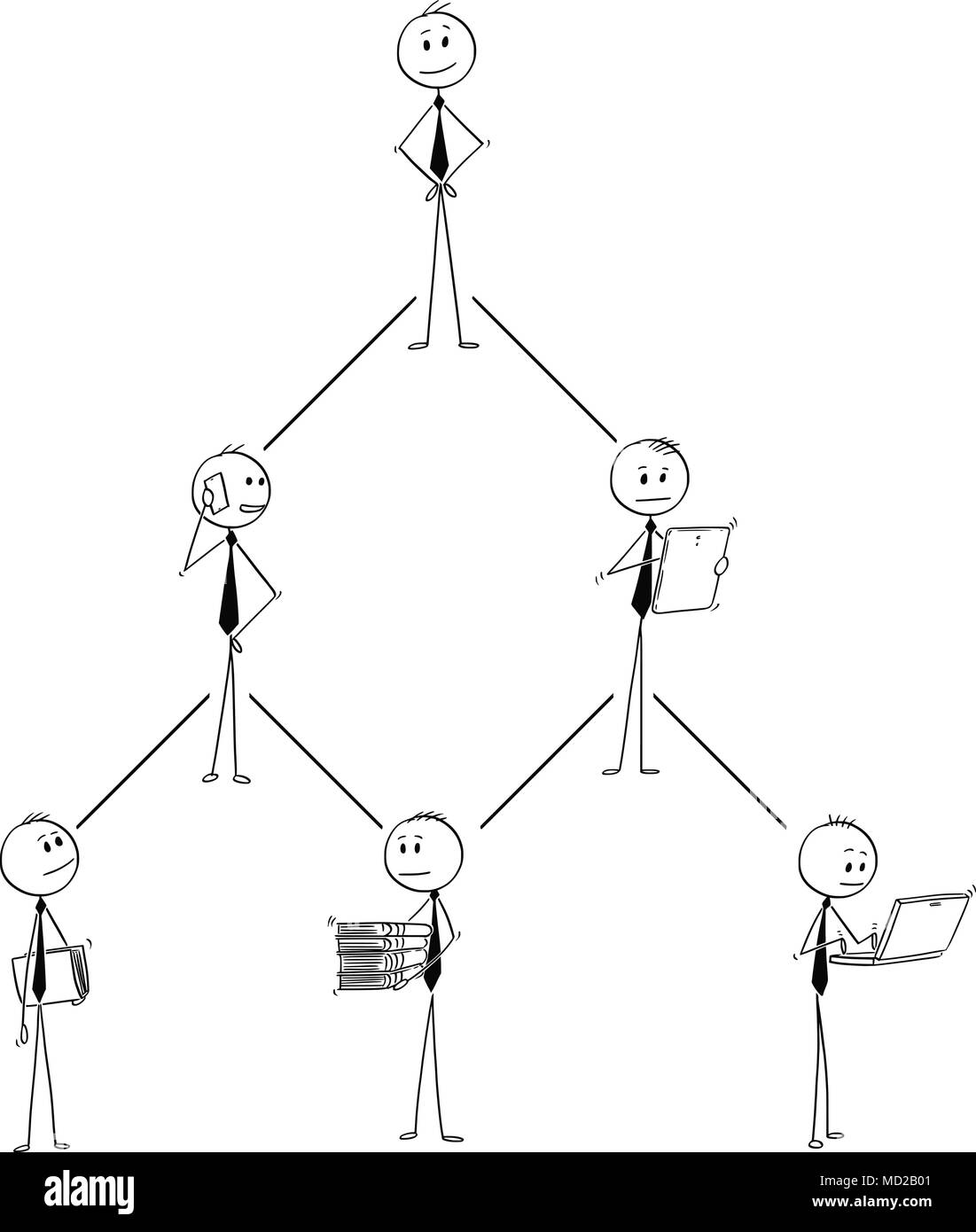 Cartoon of Business Organization Team Hierarchy Scheme Stock Vector
