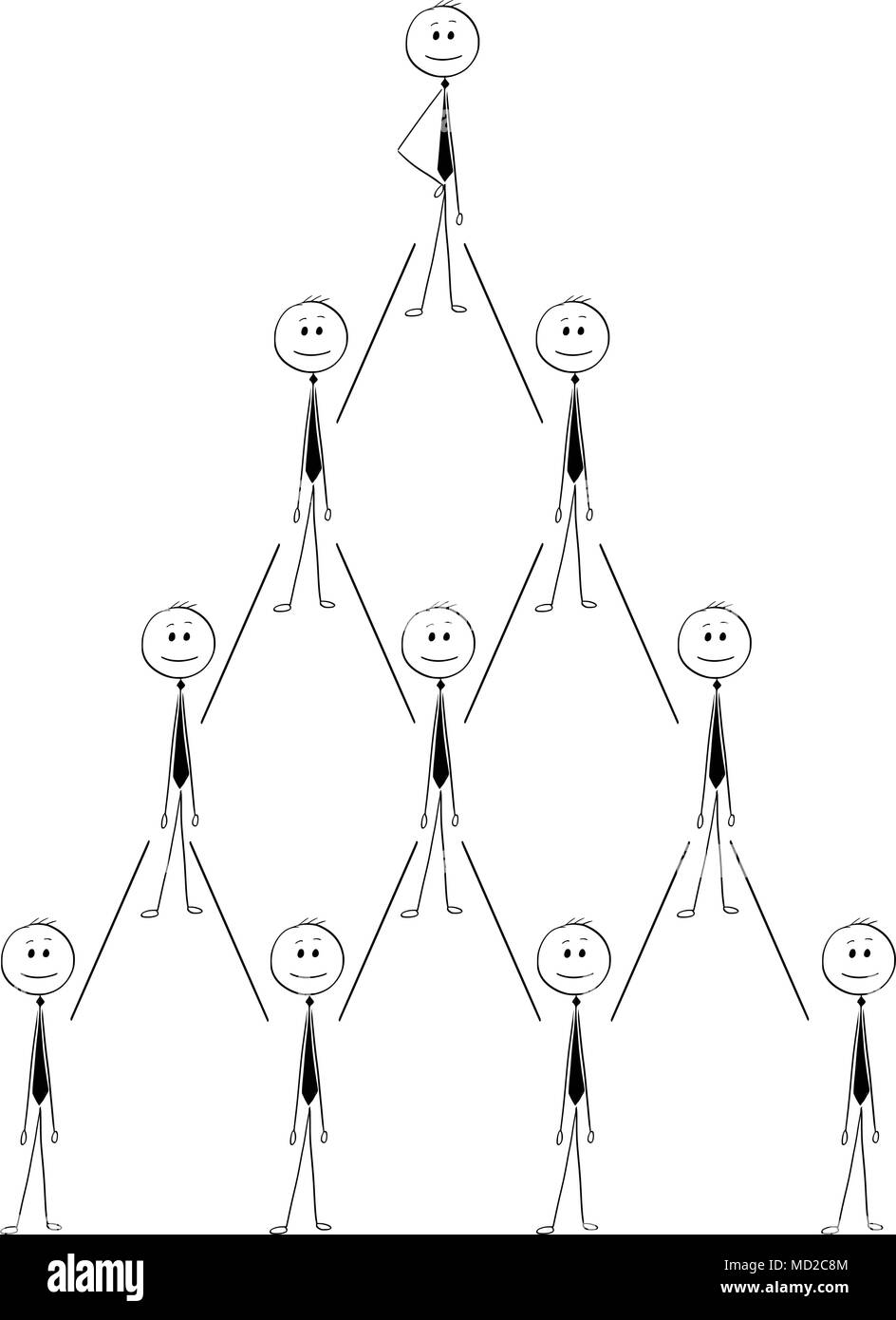 Cartoon of Business Organization Team Hierarchy Scheme Stock Vector