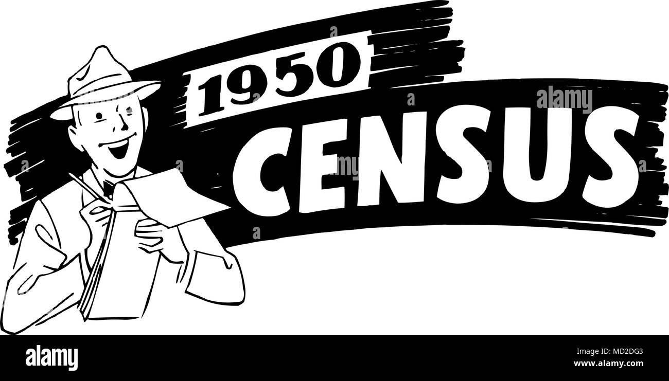 1950 Census - Retro Clipart Banner Stock Vector
