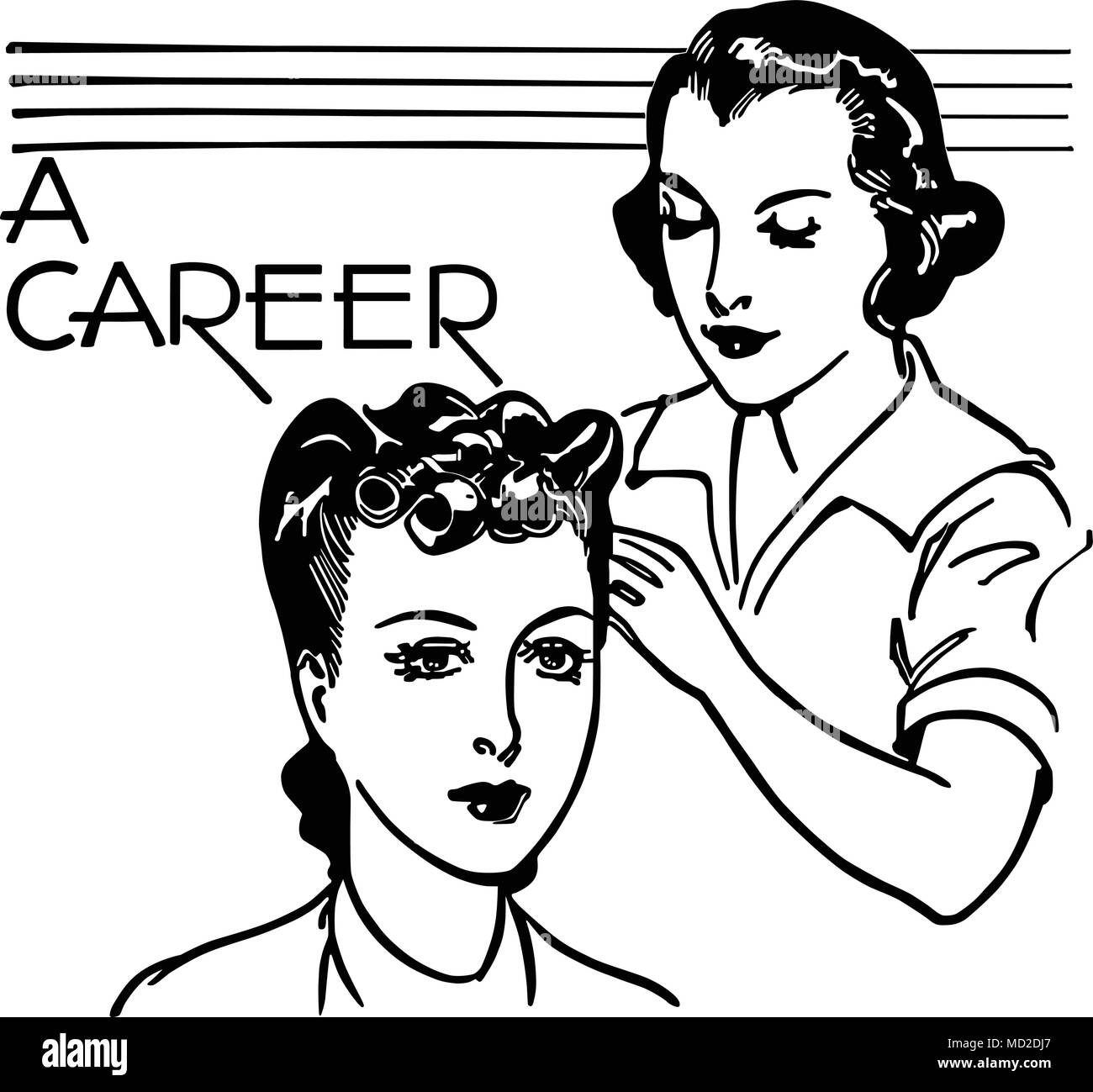 A Career In Hairdressing - Retro Clipart Banner Stock Vector