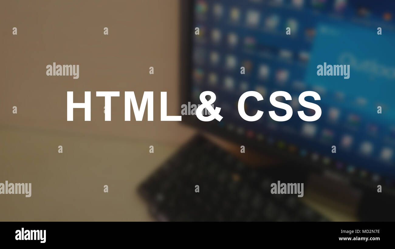 Html & css word with blurring business background Stock Photo - Alamy