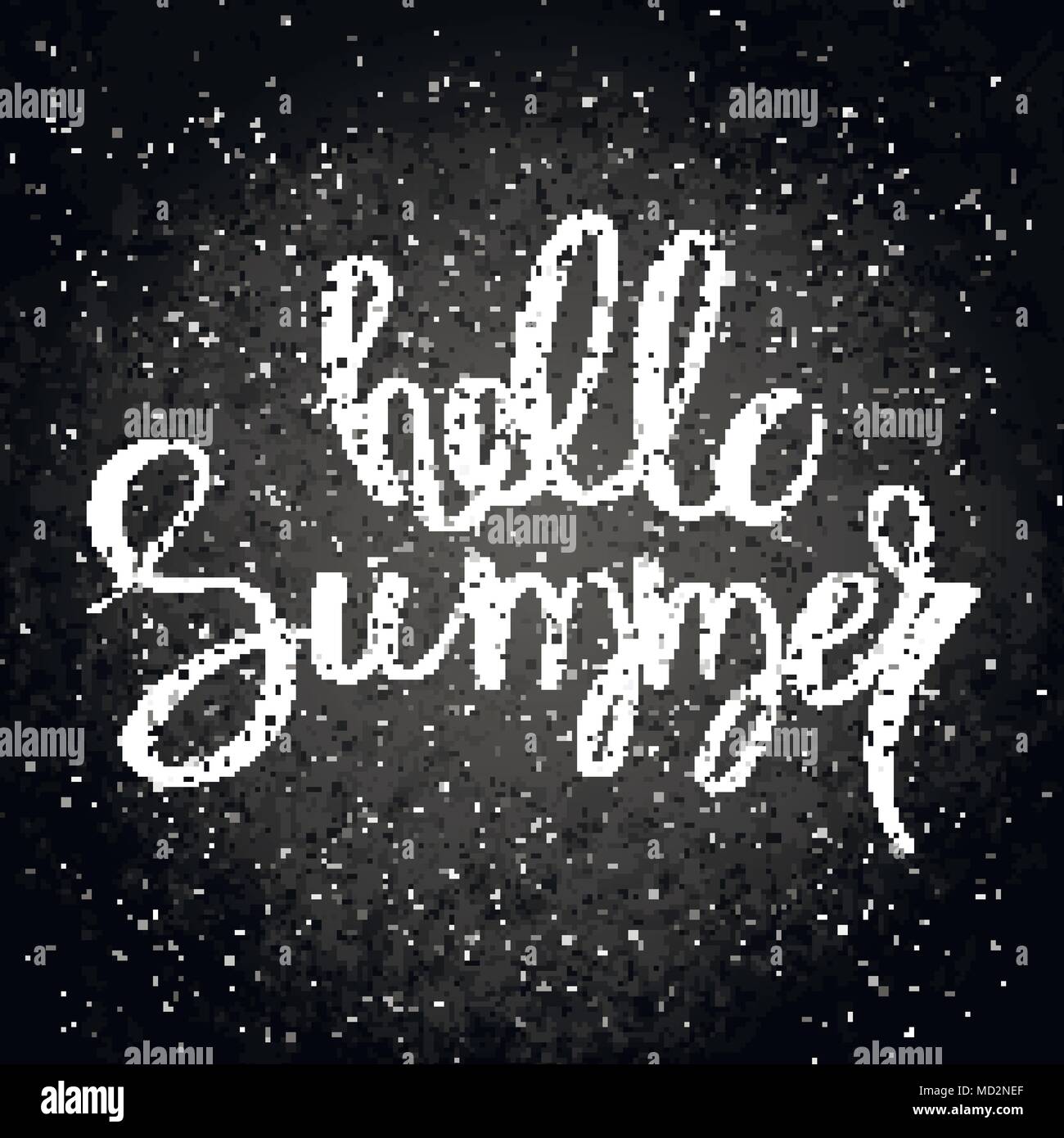 Hello Summer. Handwritten calligraphy quote card or poster. Hand drawn ...
