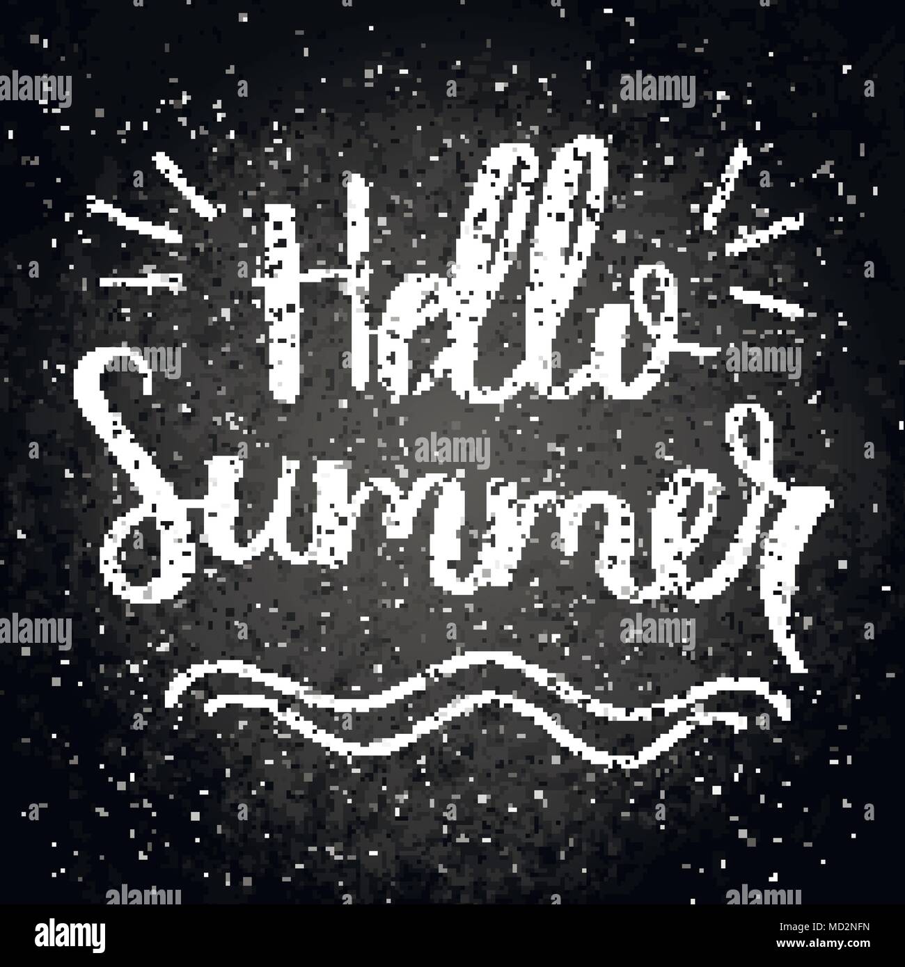 Hello Summer. Handwritten calligraphy quote card or poster. Hand drawn ...