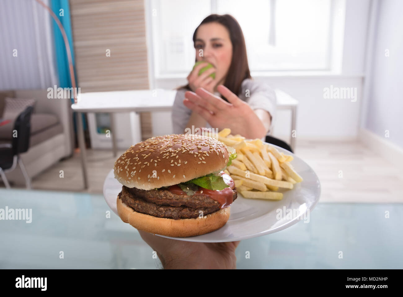 Young woman gesturing stop rejecting hi-res stock photography and ...