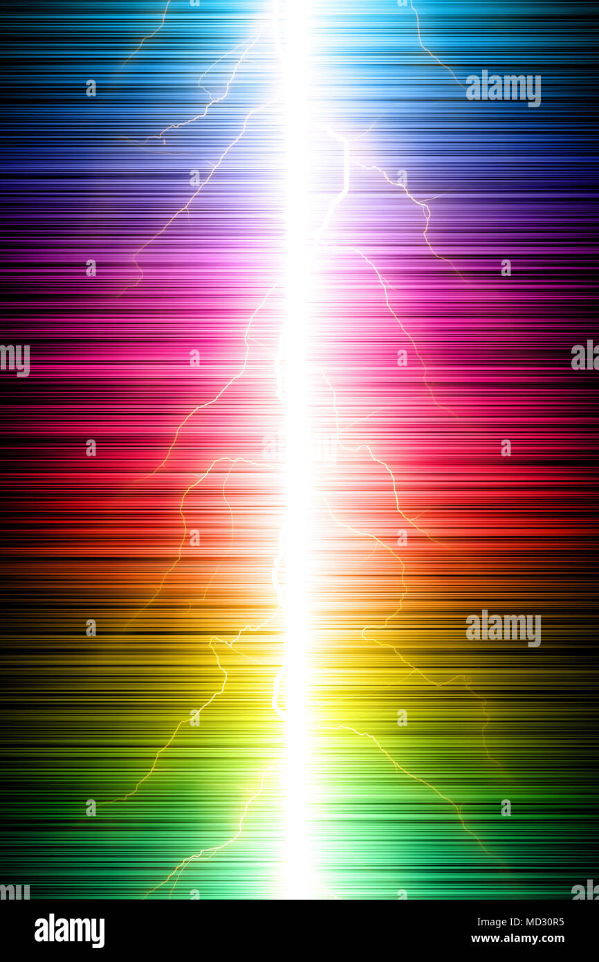 abstract colorful background with a lightning striking across it, energy concept Stock Photo